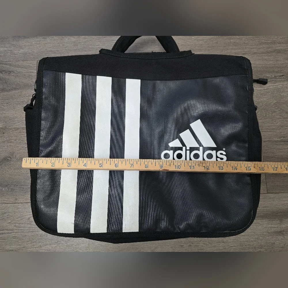 Adidas Vintage 90's/00's Black & White Striped Messenger Bag Streetwear Sporty